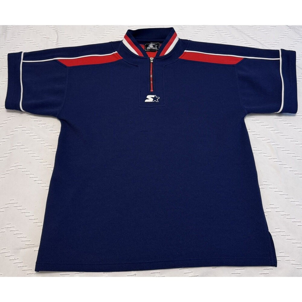 Vintage Starter 1/4 Zip Shirt Men’s Size M Navy Red Y2K Performance Top 90’s USA